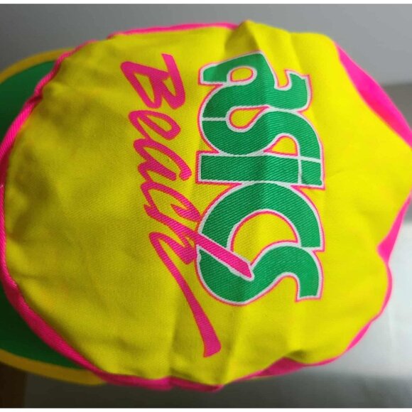 VINTAGE USA ASICS YELLOW REVERSABLE RUNNING CAP,neon,80s,90s,ONE OF A KIND! - Picture 10 of 10